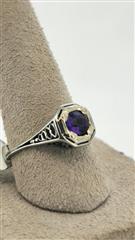 Amethyst Lady's Stone Ring 18K White Gold 2.17g Size:6.5